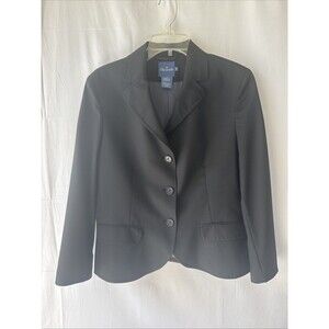 Faconnable Blazer & Pants Suit Set Women's Size 10 Black 85% Wool France Hungary